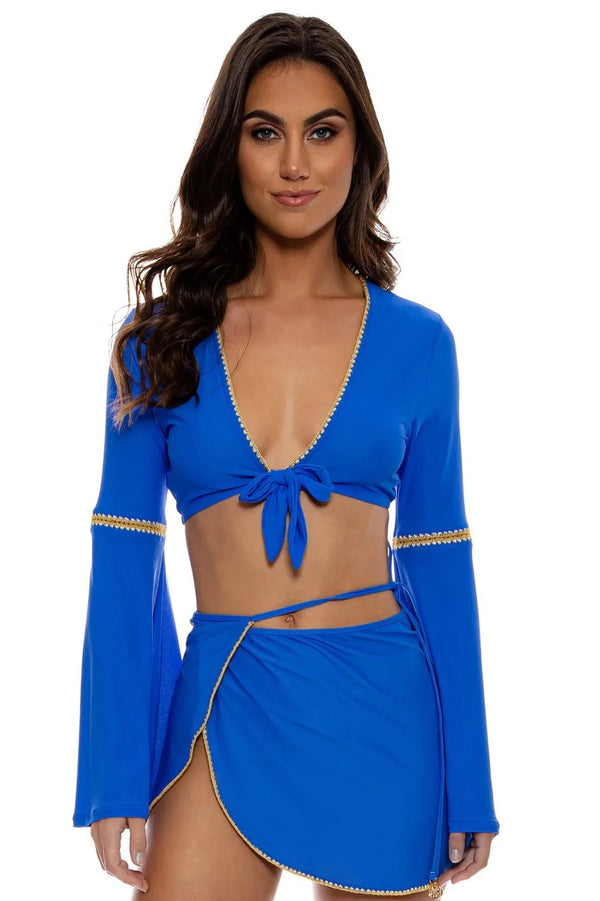 Luli Fama Luli Chic Bell Sleeve Crop Top